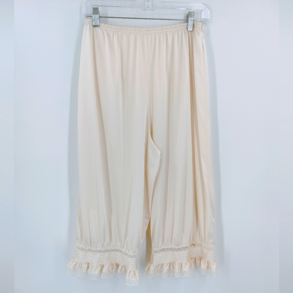 Vintage Pettipants Nylon Slip Knicker Bloomers Lace Trim High Waisted USA Made